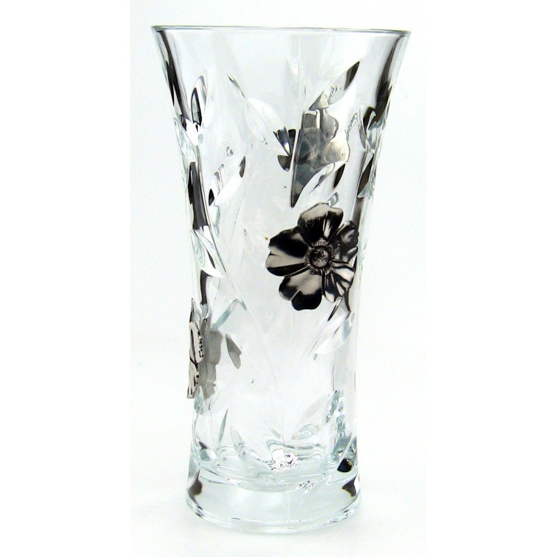 Vase cristallin étain décor fleurs 4014 sur