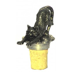 Bouchon chat qui s'étire en étain