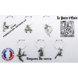 6 bagues de verre décor...