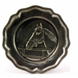 Assiette cheval en étain