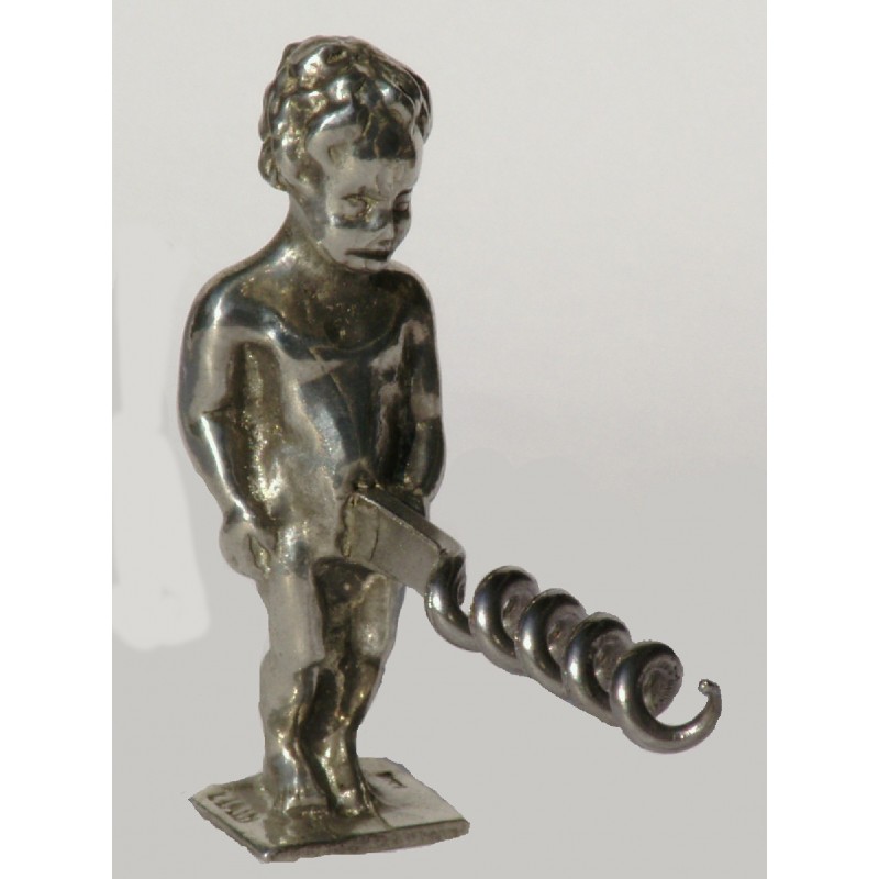 Tire-bouchon "Manneken pis" en étain